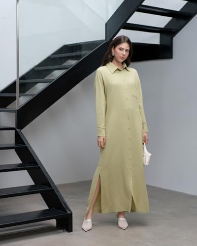 SIXDO Woven Loose Dress, Breathable Spring Summer Daily Dress (US, Alpha, Medium, XX-Large, Regular, Regular, Green) — view 3