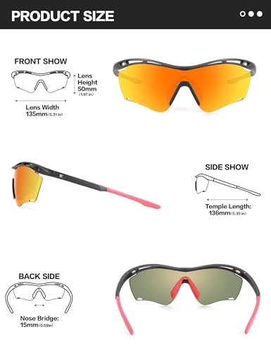 Image of BIRCEN Mens Polarized Sunglasses for Sports: TR90 Lightweight Sun Glasses Wrap Around Shades for Fishing Driving Cycling