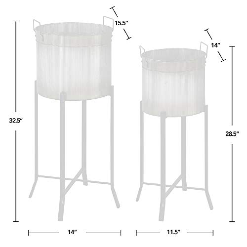 Firstime & Co.® Farmhouse Trough Outdoor Planter 2-Piece Set, American Crafted, Aged Galvanized Metal, 15.5 X 14 X 32.5 , #TOP3