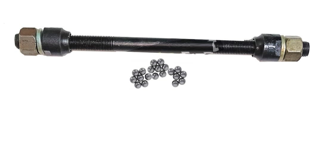 Bicycle Wheel Axle, 7 inch Long, Universal Fit, With 18 Steel Balls