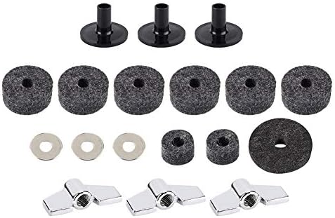 Drum Set Felt Washers & Plastic Cymbal Sleeves - Pack Of 10, Black, For Standard Drum Kits