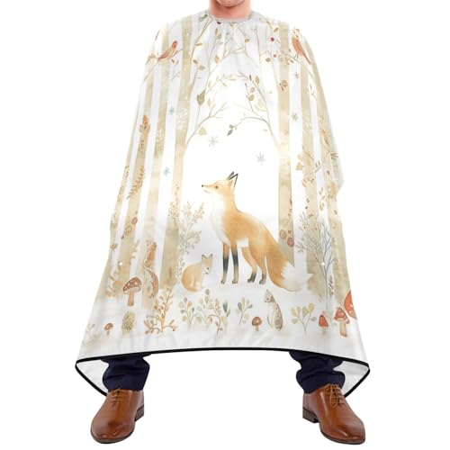 Kigai Cute Fox Hair Cutting Cape for Men & Women Waterproof Barber Cape Professional Hairdressing Salon Styling Apron with Adjustable Closure Snap