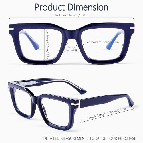 Image of Blue Light Blocking Glasses for Women Men, Square Thick Frame Anti Eyestrain & UV Glare JF6218