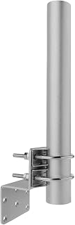 Leilong K001 V3 Antenna Pole Mount,Upgraded Ribbed Bracket Combine with Double U-Bolts 12in Longer 2mm Thicker Pole for Outside Home Antenna Installation