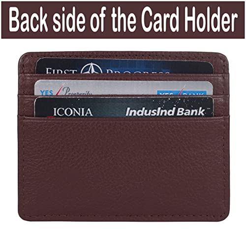Image of SHDESIGN Harry Brown Credit /Debit /ATM Card Holder Small Slim Minimalist Front Pocket Genuine Leather Wallets for Men /Women