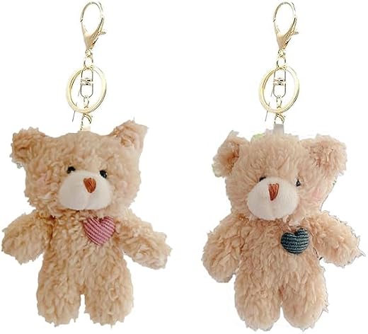2 Pcs Plush Keychain Set, 5 In Teddy Bear Gift, Adorable Brown Bears for Bags And Purses Perfect As A Soft Toys Plush Toys...