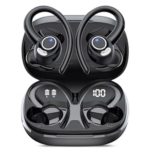 Wireless Earbuds, Bluetooth 5.4 Headphones Sport, Over Ear Buds With ENC Noise Cancelling Mic, 48H, Wireless Earphone With Earhooks, Stereo Deep Bass, IP7 Waterproof ear bud for Workout Running, Black Wireless Earbuds, Bluetooth 5.4 Headphones Sport, Over Ear Buds With ENC Noise Cancelling Mic, 48H, Wireless Earphone With Earhooks, Stereo Deep Bass, IP7 Waterproof ear bud for Workout Running, Black