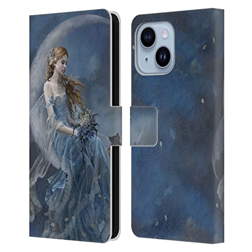 Housse portefeuille iPhone 14 Plus en cuir avec fentes cartes fée bleue