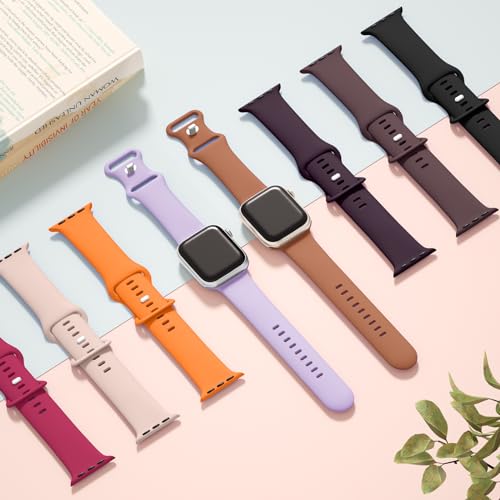 Yoohoo Soft Silicone Strap Compatible with Apple Watch Straps 38mm 40mm 41mm 42mm 44mm 45mm 46mm 49mm Women Men,Sport Replacement Bands for iWatch Series 11 10 9 8 7 6 5 4 3 2 1 SE Ultra,Deep Rose Red - Image 2