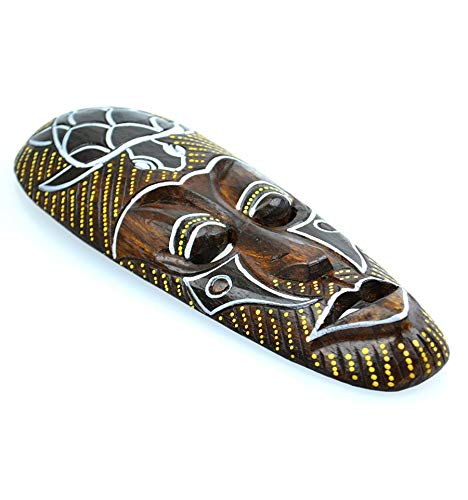 Maschera Africana In Legno 30cm - Motivo Tartaruga, Decorazione Etnica Chic