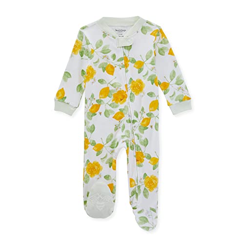 Image of Burt's Bees Baby Girls Zip Front One-Piece Pajamas, Sleep & Play Loose Fit, 100% Organic Cotton