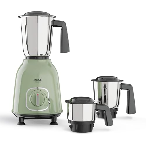 Image of Milton Neom Mixer Grinder, ISI Certified, Grindstone Blade Technology, 3 Jar, 550 W (21000 RPM), 5 yr motor warranty, 2 yr product warranty I Pale Green