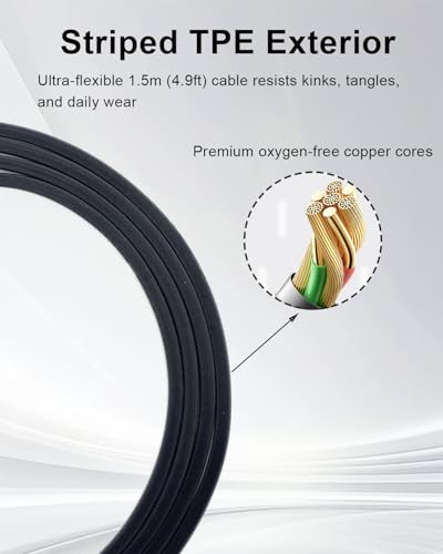 Cable de audio auxiliar Jack 3.5mm 1.5 m negro miniatura 4