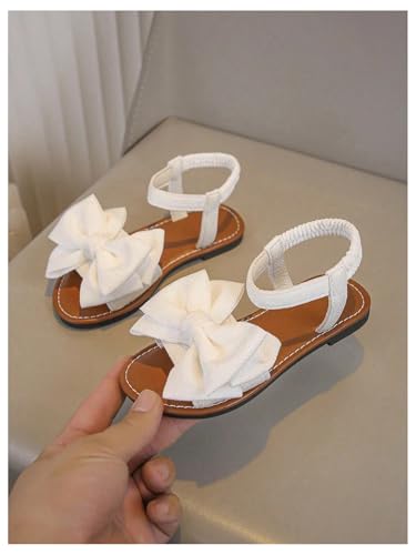 GORGLITTER Girl's Sandals Dressy Bow Open Toe Slides Flats Summer Cute Vacation Sandals with Ankle Strap 6