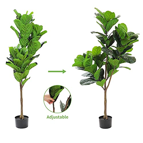Realead 4Ft Artificial Plant Fiddle Leaf Fig Tree Fake Tree In Pot Natural Faux Tree With 66 Leaves Ficus Lyrata Greenery Plant Indoor Outdoor Decor For House Home Office Perfect Housewarming Gift #TOP6