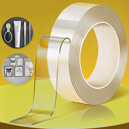Double Sided Tape Heavy Duty, Double Sided Adhesive Tape, Reusable Gel Grip Tape, Nano Magic Transparent Tape Double Sided for Walls Carpet Home Office Car
