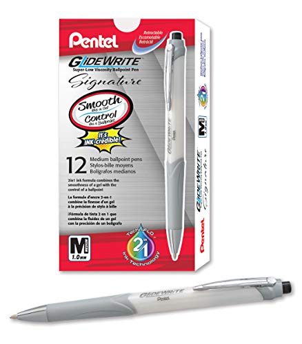 Pentel Glidewrite Signature stylo encre noire sans bavure 12 pcs