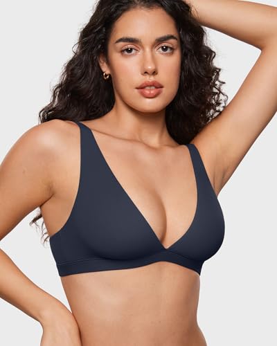 Image of INLYRIC Women's Inbarely Soft Plunge Bralette - Deep V Unlined Triangle No Padding No Underwire Sexy Comfort Sleep Bra