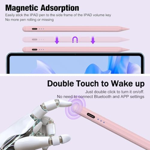 Stylus Pen for Apple iPad 6th-11th Generation 2026-2018,2Pack Fast Charge with Tilt Sensitivity & Palm Rejection Active Pencil for iPad Pro 11"/12.9"/13", iPad Air 3/4/5/M2/M3/M4,iPad mini 5/6/7-Pink by BikeAnything - Used condition - Image 7