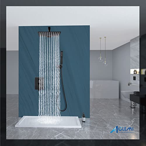 Aolemi 10 Inch Rainfall Shower System Oil Rubbed Bronze Wall Mount Shower Head Combo Set With Handheld Shower Rough-In Valve Included Mixer Bathroom Shower Fixture #TOP7