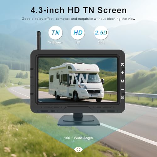 Image of Wireless Backup Camera for Car Digital Stable Signal Easy Install, 4.3 Inch Monitor System Customizable Parking Lines Night Vision Rear View Camera for Car Truck,Trailer, Pickup