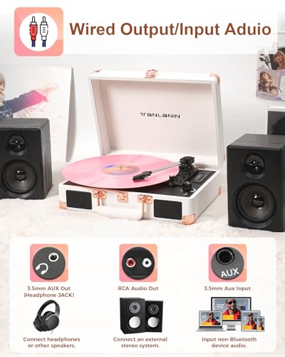 Vinyl Record Player Bluetooth Suitcase White