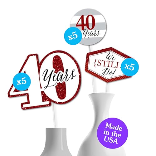 Bâtonnets de table 40e anniversaire de mariage pour décoration de table de fête