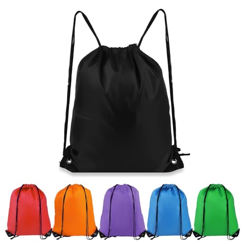 IHLOOTD Turnbeutel Set 6 Stück Drawstring Bag Waterproof Rucksack Beutel mit Kordelzug Sportbeutel Großem Fassungsvermögen DIY Kordelzugbeutel für Kinder, Erwachsener, Sport, Fitness (A)