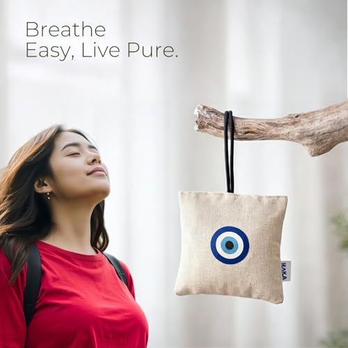 Image of Haka Camphor Pouch Pack of 6 | 100% Pure, Natural, Chemical Free Air Freshener for Car, Wardrobe, Bathroom & Room | Eco-Friendly Camphor Cones for Cars /Car Freshener | Evil-eye, 30g each