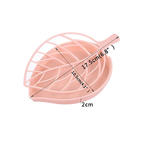 AKOAK Leaf-Shaped Soap Holder,Beautiful and Practical Soap Dish for Bathroom Kitchen,Pack of 2 (Pink+Green) - Image 4