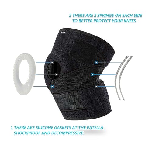 Image of DOUFURT Knee Brace for Men & Women, Side Stabilizers & Patella Gel Pads | Plus Size Adjustable Knee Brace Support Relieves Meniscus Tears, Knee Pain, Arthritis, ACL /MCL Recovery, Daily Activities