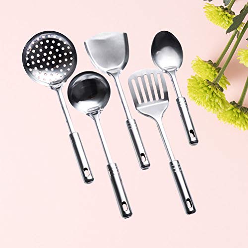 BESTONZON Conjunto de utensílios de cozinha de aço inoxidável 5 peças com espátula de colheres