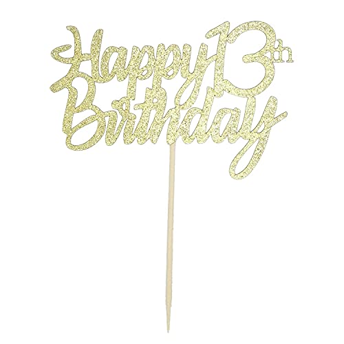 Image of FestikoGold Glitter Happy 13th Birthday Cake Topper 13th Cake Topper for Birthday Anniversary Party Decorations - Pack of 1