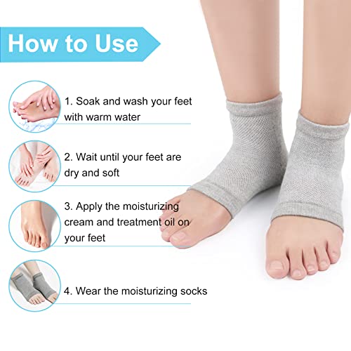 Zakasa Moisturizing Gel Heel Socks For Dry Cracked Heels Repair - 2 Pairs Gel Lined Toeless Spa Socks For Foot Care Treatment Overnight #TOP3