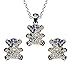 Set Schmuckset Teddybär Teddy Bär Kuscheltier Echt Sterling Silber 925 Ohrringe + Kette + Anhänger Collier Kettenanhänger Silberkette Silberanhänger Ohrstecker Zirkonia Kristalle neu Weiss weiß klar