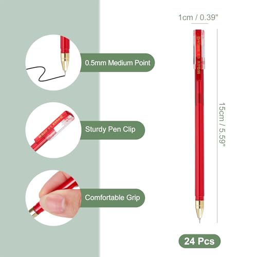 Juego de 24 bolígrafos gel rojo punta media 0.5mm miniatura 2