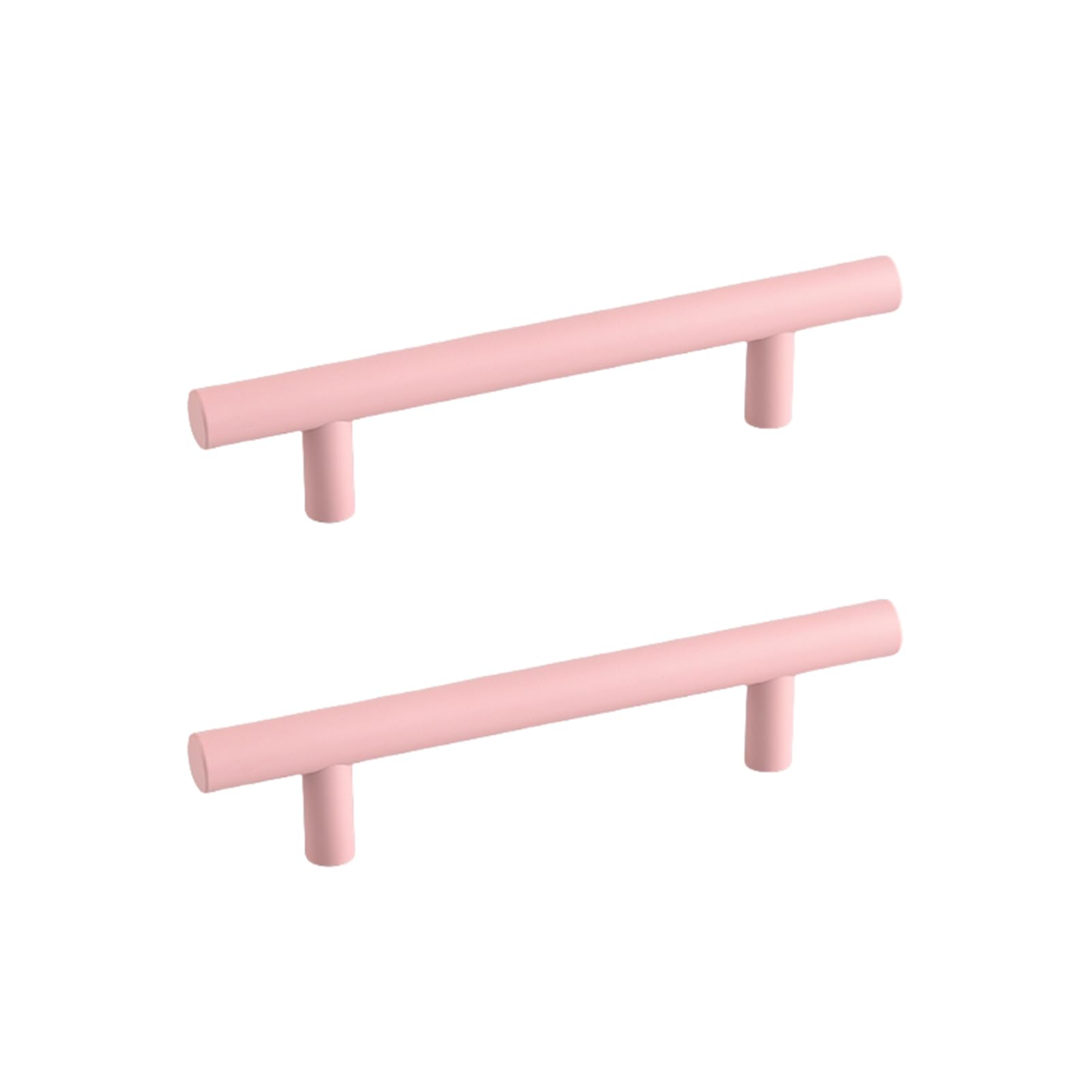 RSWZSFL 2 Pcs Kitchen Door Handles T Bar Handle Drawer Pulls Cupboard Handles Colorful Cabinet Pulls Wardrobe Handles for Children's Wardrobe Bedroom Furniture Hardware (Pink,Pitch:128mm)