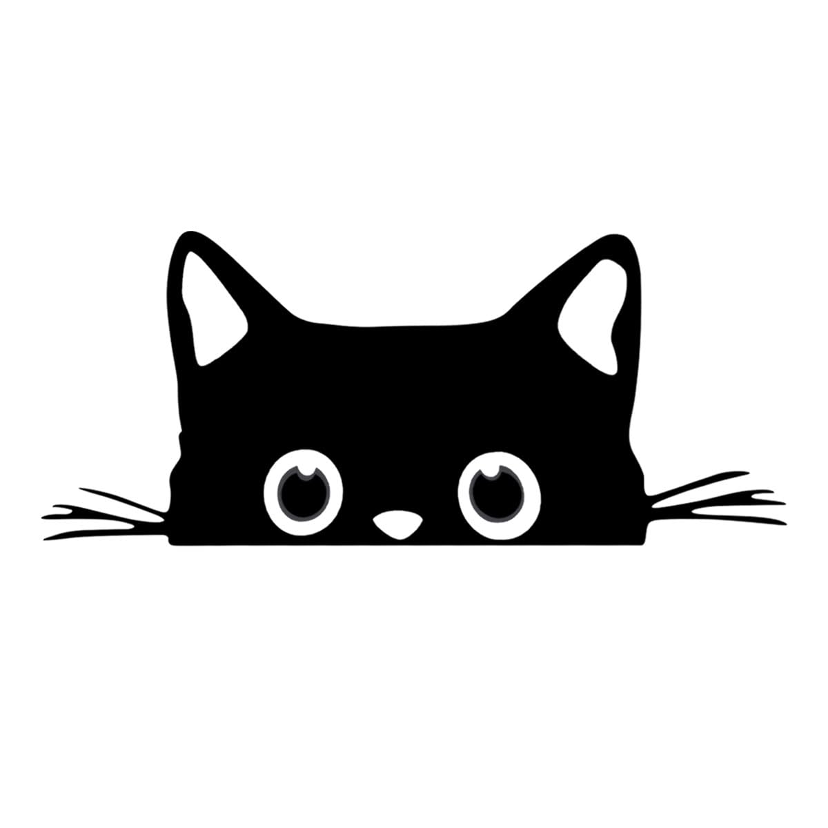 Lyxheth Peeking Sneaky Cat Car Sticker - Black Vinyl Decal For Windows, Laptop, Water Bottle (White Edge Style)