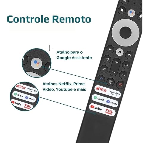 Kit 2 Controle Remoto Compatível com TCL Smart TV 4K Netflix Youtube RC902V