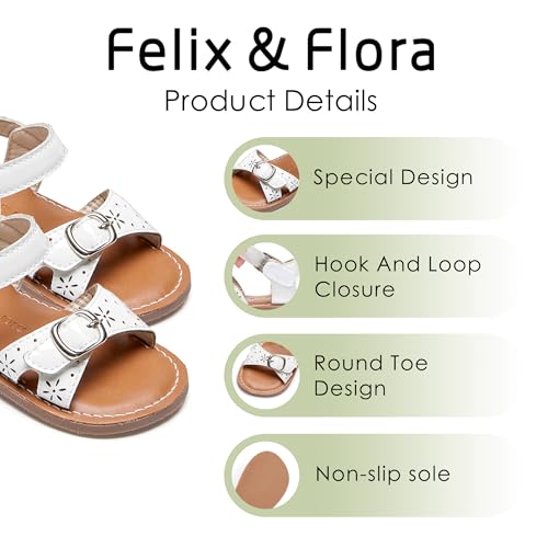 Image of Felix & Flora Toddler Girl Sandals - Flower Girl Dress Shoes Open Toe Little Kid Flats