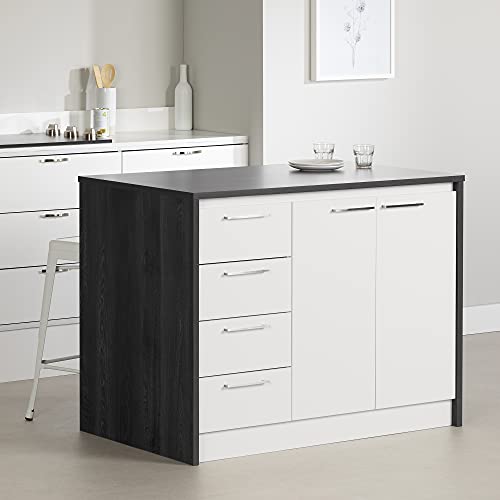 South Shore Myro Kitchen Island, Gray Oak and White - Thumbnail 2