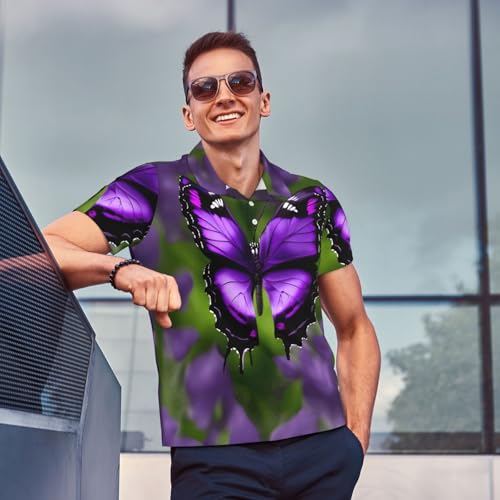 Chemise imprimé papillon violet homme vêtement sport respirant