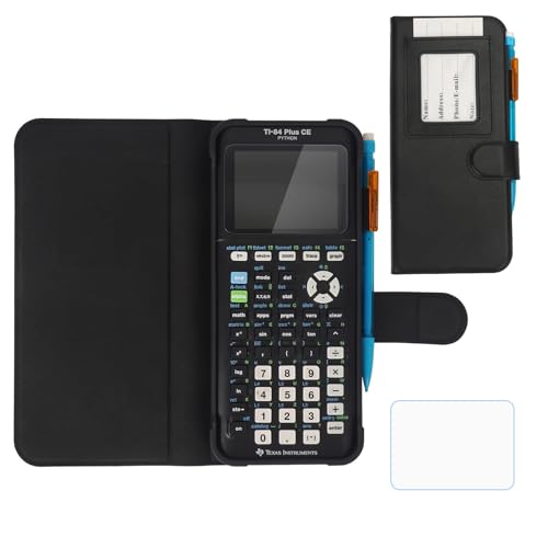 Image of YouKnow PU Leather Protective Case Compatible with Texas Instruments TI-84 Plus CE Color Graphing Calculator with ID Card Slot (Only Case) (Black)