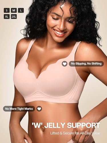 Image of Wireless Jelly Bras for Women No Underwire with Support - S-2XL Seamless Bralettes Everyday Comfort Tshirt Padded Bra
