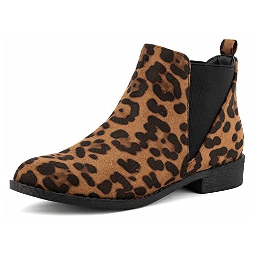 MaxMuxun Women Bootie Comfort Classic Chelsea Ankle Boots Leopard Print Size 7.5