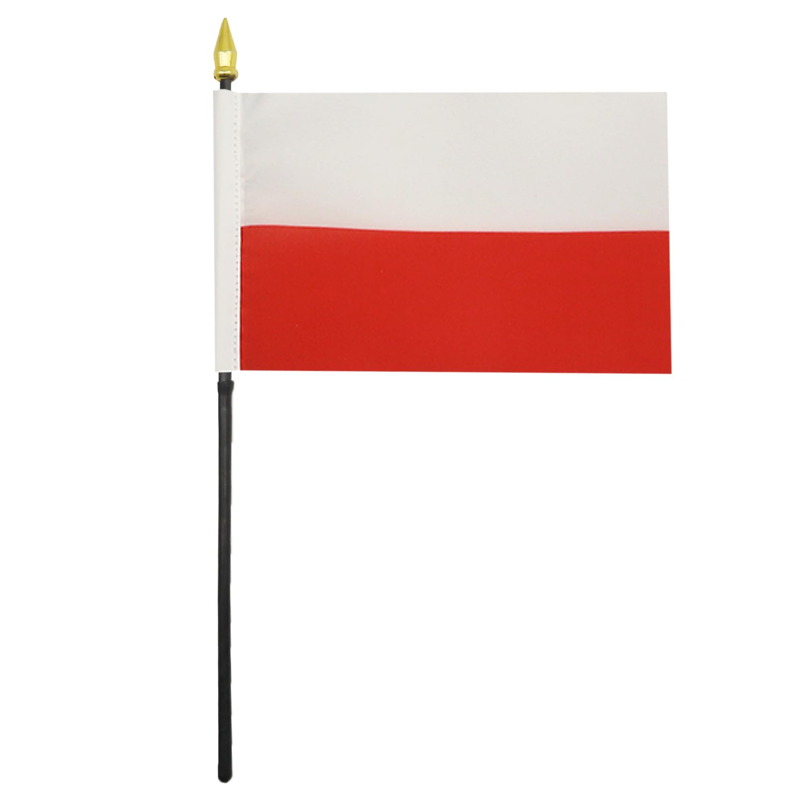Drapeau de Table Pologne avec Pointe Or, 15cm x 10cm