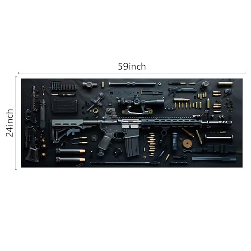 Tapete moderno negro con diseño de armas 60x150 cm miniatura 2