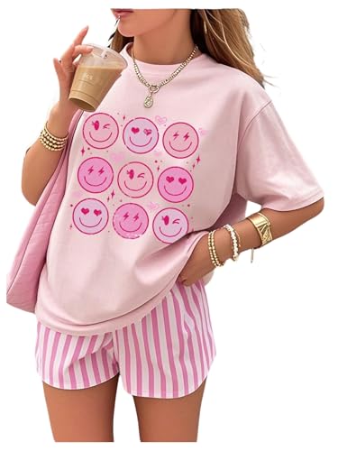 WDIRARA Girl's Cute Graphic T Shirts Crew Neck Short Sleeve Tee Top