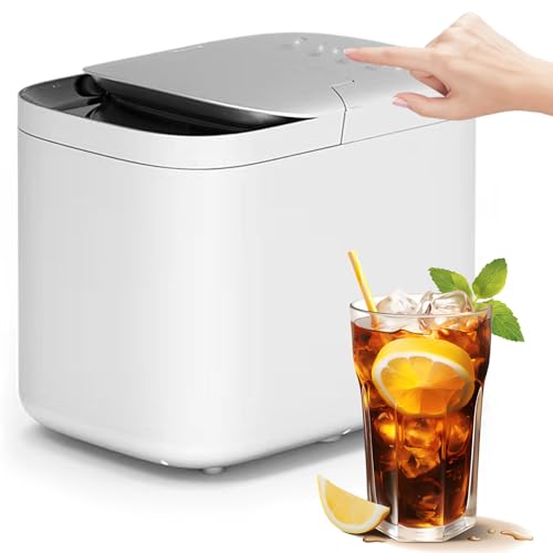 Máquina fabricadora de hielo de mostrador, portátil, con cuchara y canasta para hielo, produce 33 lb/24 h, auto-limpiable y silenciosa, fabrica 9 cubos en 6 minutos, para hogar, cocina, oficina y bar miniatura 1