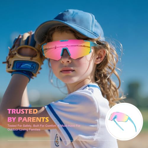 Image of Fanshen Youth Baseball Sunglasses for Kids - Polarized Sunglasses Softball Cycling for Boys Girls Ages 3-12 UV Protection